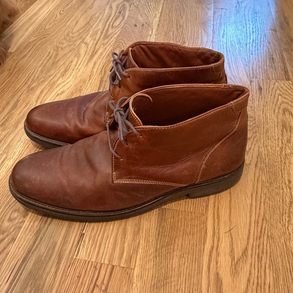 Johnston & Murphy Mens Tan Leather Chukka Boots Memory Foam 14M 25-2022
